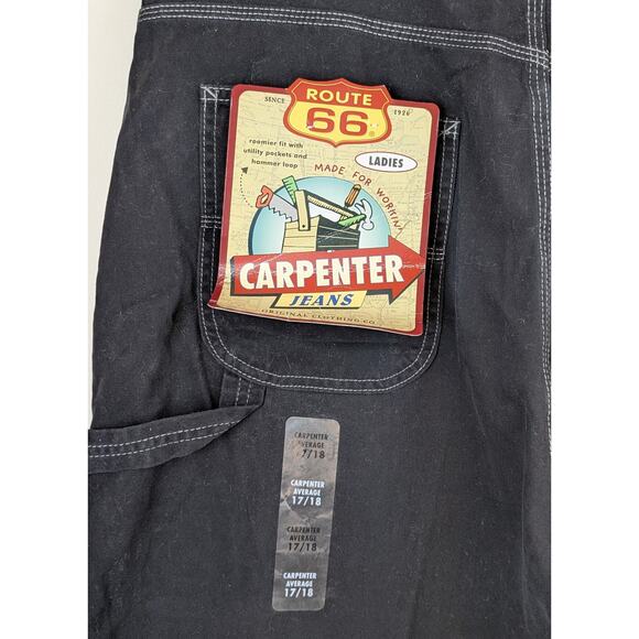 NEW Y2K Route 66 Junior Carpenter Jeans 17/18 Black Wide Leg Streetwear Vintage - Picture 8 of 12